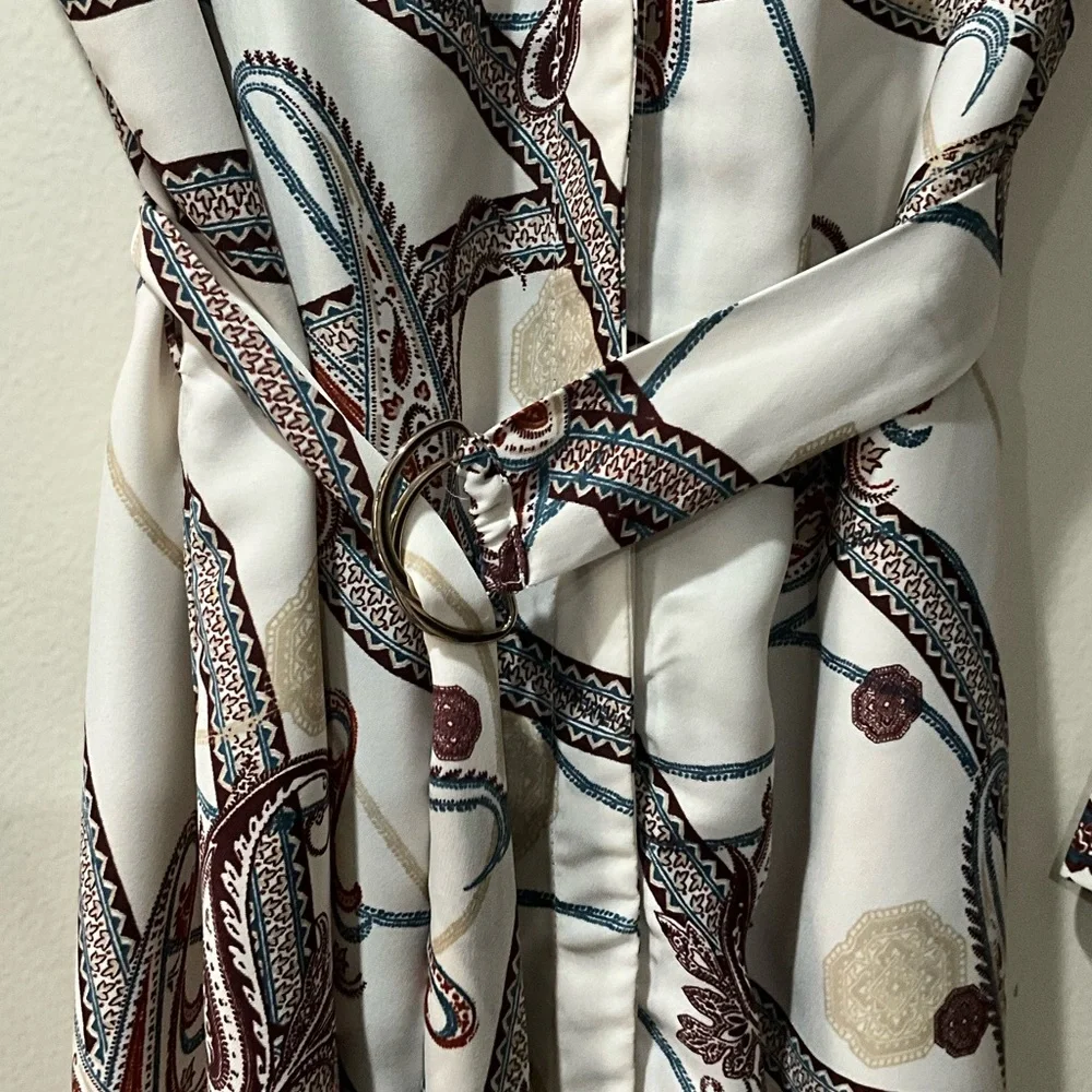 H&M Paisley Button Down Belted Midi Dress | Size 8 - Picture 7 of 7